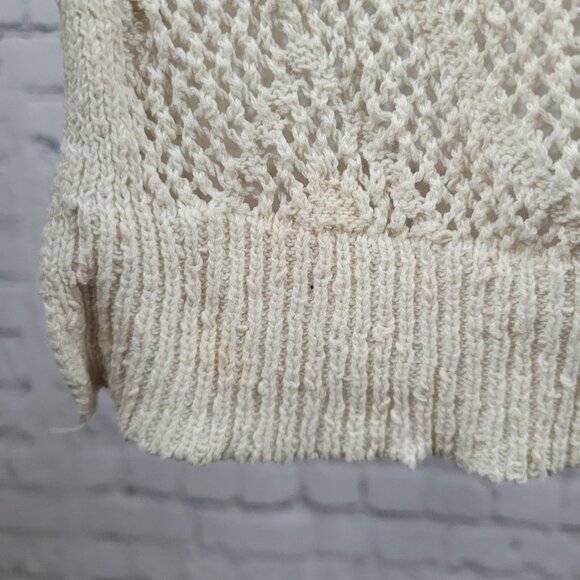 Free People Beige Crochet Sheer Buttoned Long Sleeve Cardigan Sweater Small S - Picture 6 of 15